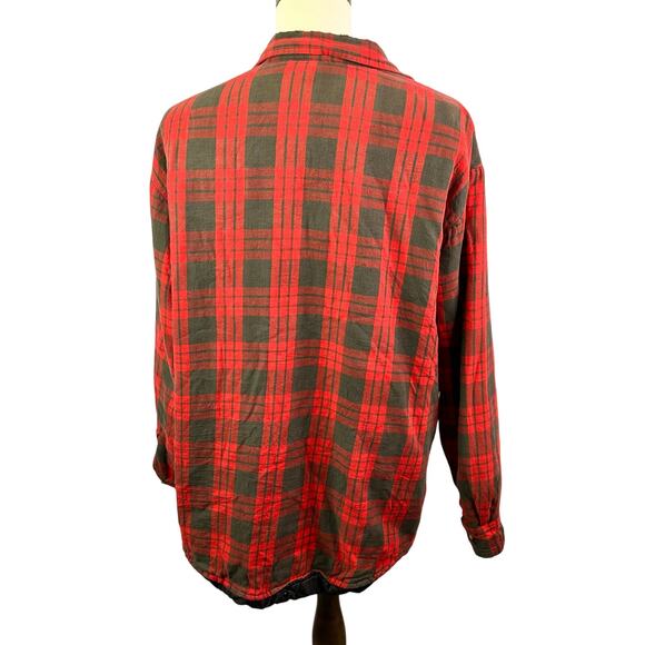 David Taylor Shirt Men's XLT Red Black Plaid Flannel Jacket Quilt Lined Trucker - Picture 2 of 6